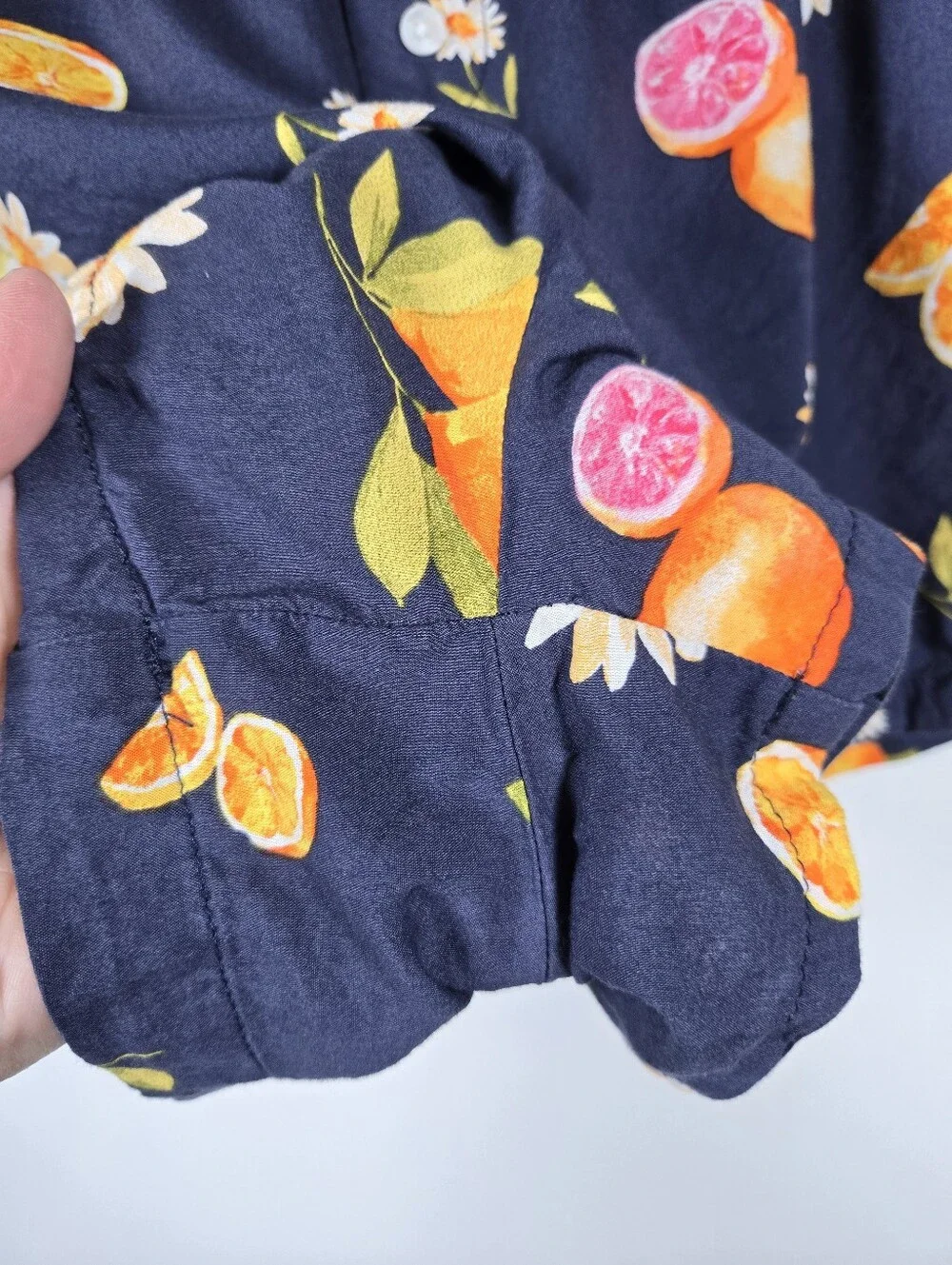Old Navy Classic Woven Citrus Floral Navy 2pc Pajama Set Bralette Shorts S-M